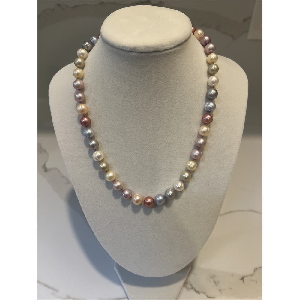 Honora Cultured Freshwater Pearl Necklace Pastel 17” Sterling 925 Clasp
